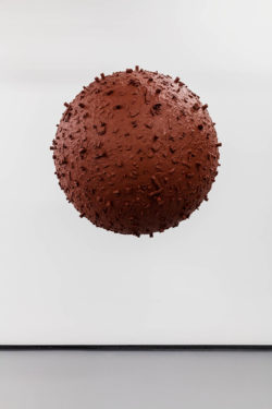 John Miller, Storage Area, 1993. Acrylic and assorted objects on styrofoam sphere. Permanent Collection, Institute of Contemporary Art, Miami. Gift of Peter Norton