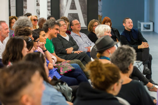 Audience listening to Eileen Myles at ICA IDEAS, ICA Miami