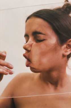 Ana Mendieta, Untitled (Glass on Face), 1972. Color photograph, 24 x 17 1/4 inches (60.96 x 43.82 cm). Purchased with funds provided by Rosa and Carlos de la Cruz.