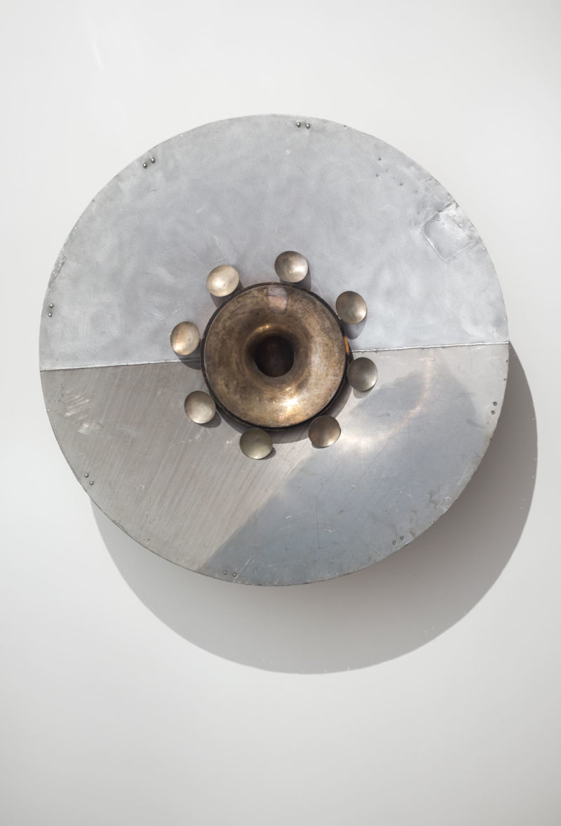 Terry Adkins, Divine Mute (from the series Deeper Still), 1998. Aluminum, brass, nickel, wood. Courtesy Lévy Gorvy. © The Estate of Terry Adkins, New York.