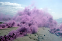 Judy Chicago, Purple Atmosphere, 1969. Fireworks. Santa Barbara, CA. © Judy Chicago. Courtesy of Through the Flower archives.