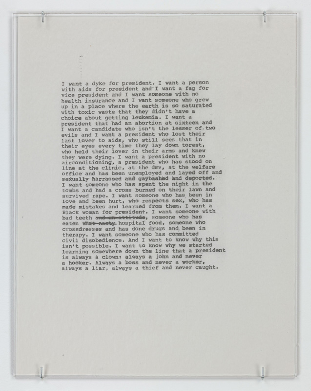 Zoe Leonard, I want a president, 1992 2018 Zoe Leonard, I want a president, 1992 2018